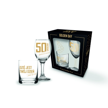 Zestaw Golden Day kieliszek+szklanka - 50 urodziny